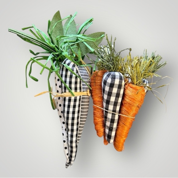 Source Unknown Other - Bundle of Black & White Buffalo Check/Orange Carrots Farmhouse//Easter/Spring